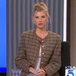 Charlotte McKinney Instagram - I Call this one my anchor woman look 😉 always a blast with the @ktla5news team talking about comedy and my new laughtastic show now streaming on @plutotv @amazonfreevee @therokuchannel and many more ! Perfect show for all ages to enjoy over the holiday season ! STAY CLASSY LOS ANGELES 🫡