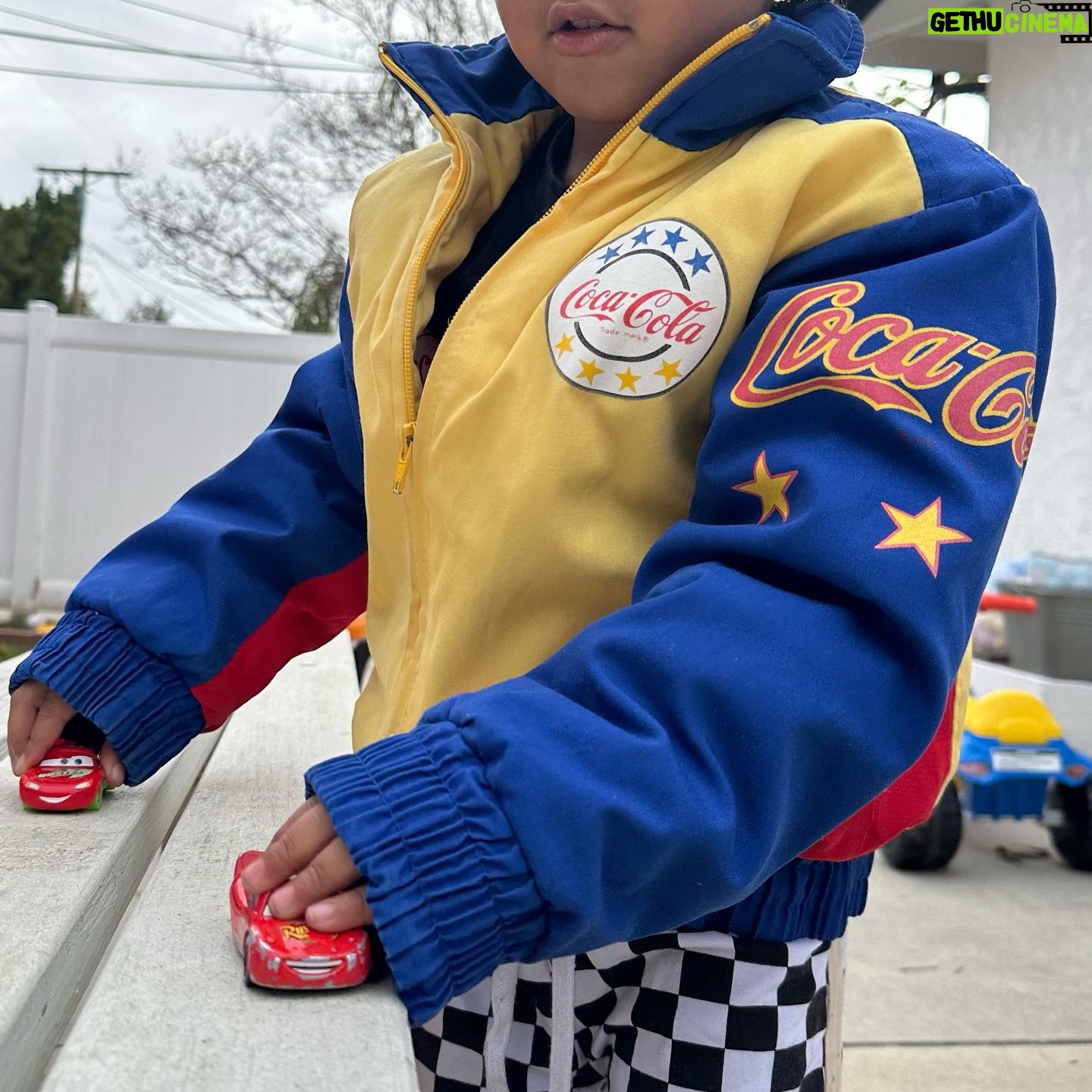 Chelsea Tavares Instagram - Lightening Mcqueen & Vintage race car jackets 🏁 🖤🏎️
