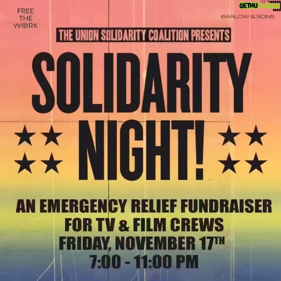 Chloë Sevigny Instagram - JOIN US FOR A NIGHT OF SOLIDARITY Friday 11/17 DANCING, DRINKS, FOOD TRUCKS LIVE PERFORMANCE BY @RAMY YOUSSEF & @ILANA GLAZER HOSTED BY @BENSTILLER & @JEREMYOHARRIS MUSIC BY DJ @DEDELOVELACE Entry, food & drinks FREE for IATSE & TEAMSTERS! Let’s help our crews as we all celebrate getting back to work. An Emergency Relief Fundraiser for Film & TV Crews benefiting MPTF RSVP for the address and tickets at tuscfundraisernyc.rsvpify.com (https://tuscfundraisernyc.rsvpify.com/?securityToken=jkJ21V5c3KFaS1AM7csKI7Zt7FqnhU4Z)