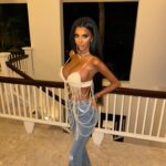 Chloe Khan Instagram - Head to toe in @FashionNova PIC 1,2OR3? Top : Pearls On Pearls Bralette - Ivory Jeans : Then And Now Flare Jeans - Light Wash