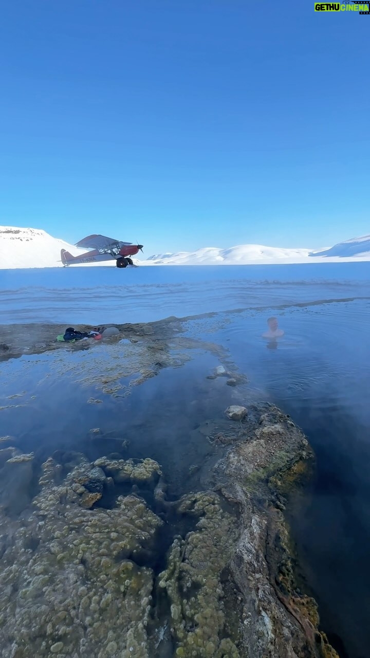 Chris Burkard Instagram - Remote hot springs in the highlands.. There are moments that make you stop & really pause to reflect on how special they are, this is one. A life goal of mine was to Ski Mælifell Volcano, which came to life on this perfect spring day, shortly after we landed the bush plane at a remote hot spring for an evening soak.. this was a peak life experience. Thanks @stol_iceland @arnarte for the day.