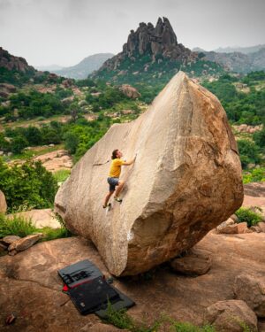 Chris Burkard Instagram - When @chris_sharma went to Hampi, India in 2007 for a bouldering trip, I remember feeling inspired to visit such wild and somewhat unattainable destination filled with exotic creatures and dense jungles. 10 years later, I found myself trekking through those same jungles in Hampi on a shoot for @prana .... hearing the sounds of snakes killing birds & trying to keep my distance from truly aggressive monkeys who watched from above. Setting foot in a such a unique corner of the world felt surreal after being inspired by a climbing film all those years ago but I was truly excited to have an adventure of my own.
