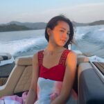 Chrissie Chau Instagram - ☀️🏄🏻‍♀️❤️ #sunnyday #hotweather #summer #versace #swimwear #gettanned #wakesurfing #niceweather