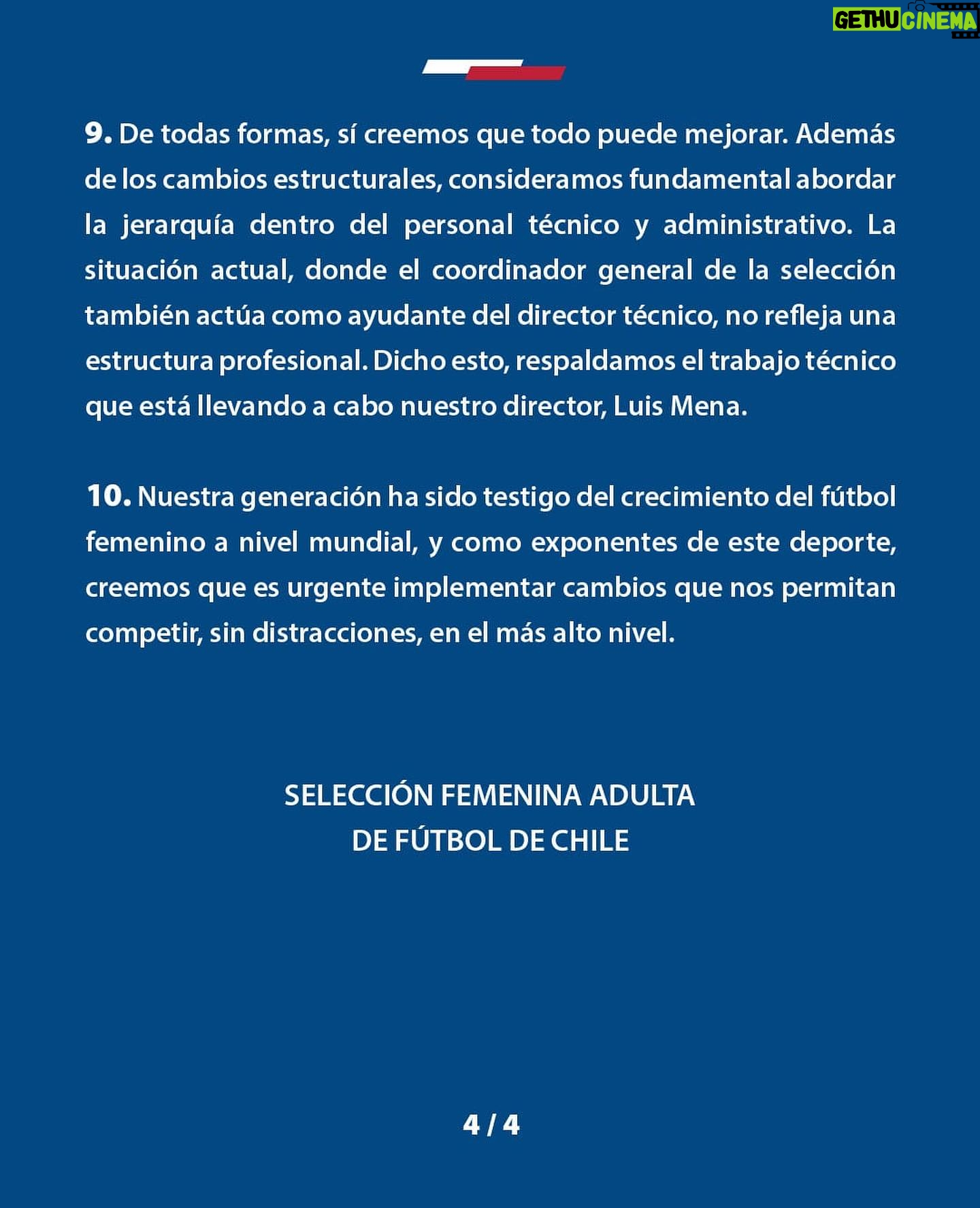 Christiane Endler - 125.1K Likes - Comunicado oficial del Plantel de fútbol femenino adulto Panamericanos Santiago 2023, ante los hechos ocurridos los últimos días!