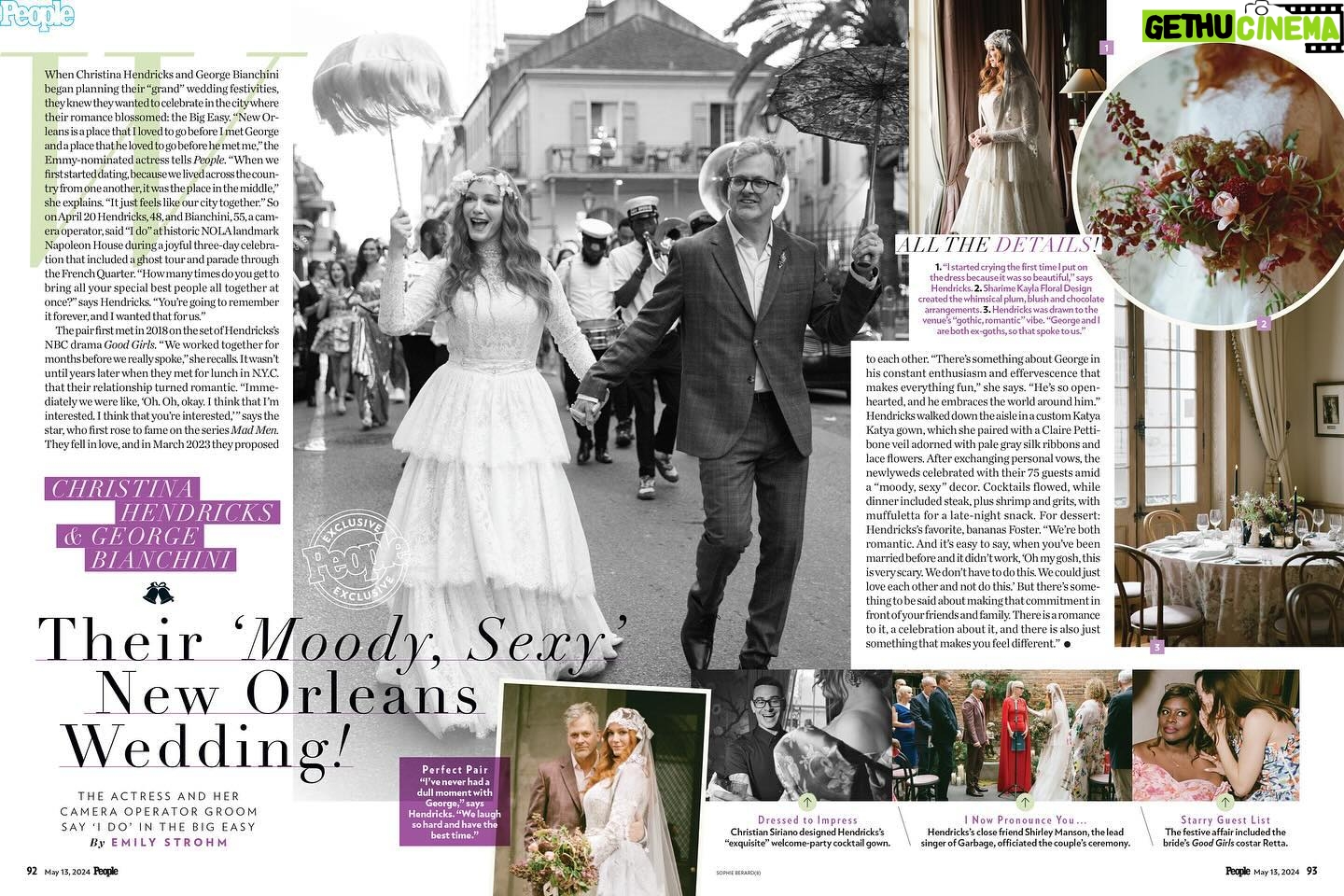 Christina Hendricks Instagram - Thank you @people for your lovely article on our magical wedding. You can see how we are beaming! @katyakatyalondon @napoleonhouseweddings @sharime_kayla @emilysullivanevents @clairepettibone @sberardweddings @steadig @newgroovebrassband @trulyhaute