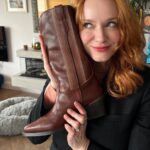 Christina Hendricks Instagram - This is sooooo exciting. @lawrensample and @kaseylemkin of @partlowofficial released their gorgeous new boot line last week and wait for it……. They named this one the “Christina Boot”!!! I’m so honored! She’s a gorgeous boot that is traditional with a twist. C’est moi! @popsugar is already talking about the Christina boot. She’s gonna be iconic. 💋 #partlow #cowboyboot #classicboot #christinaboot