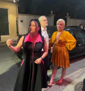Christina Hendricks Instagram - We started at the unbelievably beautiful property of @soniathouse designed by the exceptional @kenfulk for cocktails and welcoming everyone to New Orleans before we all set out for a little New Orleans French Quarter history with @hottesthelltours . It was especially perfect for those of our friends who were seeing Nola for the first time. Yes, I kept my @csiriano gown on for every second of it! Quite possibly my favorite dress of all time.  My father said being at the Soniat House is like being inside my mind🤗