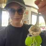 Christina Hendricks Instagram - Found this tiny birds nest in my yard, picketing with my #madmen family, one stop shop
