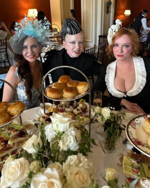 Christina Hendricks Instagram - My beautiful friends threw this gorgeous tea , you know I love a tea, last week to kick off the wedding celebrations. It was such a happy day. A sweet day. Thank you @tamaramello and @lawrensample for everything and each one of you for being there for laughs and tiny tiny little sandwiches! #weddingtea #hightea