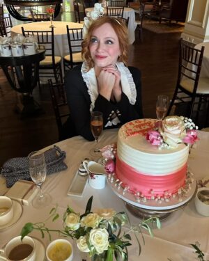 Christina Hendricks Instagram - My beautiful friends threw this gorgeous tea , you know I love a tea, last week to kick off the wedding celebrations. It was such a happy day. A sweet day. Thank you @tamaramello and @lawrensample for everything and each one of you for being there for laughs and tiny tiny little sandwiches! #weddingtea #hightea