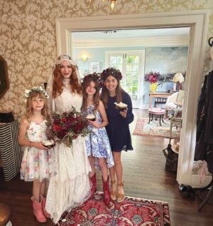 Christina Hendricks Instagram - My mother has Alzheimer’s and was not able to come to New Orleans for our wedding, so we brought the wedding to her yesterday in our backyard. My mother has always been my best friend and there was no way we weren’t going to share our love and celebrate with the biggest supporter and cheerleader in my life. When you are living so in the moment, so in the present, it is so important to have beauty and love and happiness around you. This time we had flower girls and dogs and more wonderful friends join us. @garbage surprised us with a Scottish wedding twist to this ceremony and it was another perfect day. @gillyflowersla made beautiful arrangements inspired by our New Orleans wedding and who wouldn’t want to wear their wedding dress twice!!! @katyakatyalondon @clairepettibone #alzheimers