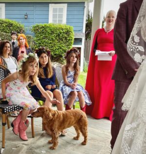 Christina Hendricks Instagram - My mother has Alzheimer’s and was not able to come to New Orleans for our wedding, so we brought the wedding to her yesterday in our backyard. My mother has always been my best friend and there was no way we weren’t going to share our love and celebrate with the biggest supporter and cheerleader in my life. When you are living so in the moment, so in the present, it is so important to have beauty and love and happiness around you. This time we had flower girls and dogs and more wonderful friends join us. @garbage surprised us with a Scottish wedding twist to this ceremony and it was another perfect day. @gillyflowersla made beautiful arrangements inspired by our New Orleans wedding and who wouldn’t want to wear their wedding dress twice!!! @katyakatyalondon @clairepettibone #alzheimers