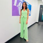 Christine Lampard Instagram - @loosewomen looks courtesy of @mothershoppers 💚💙 dress from @neverfullydressed trouser suit from @nobodyschild 🤗