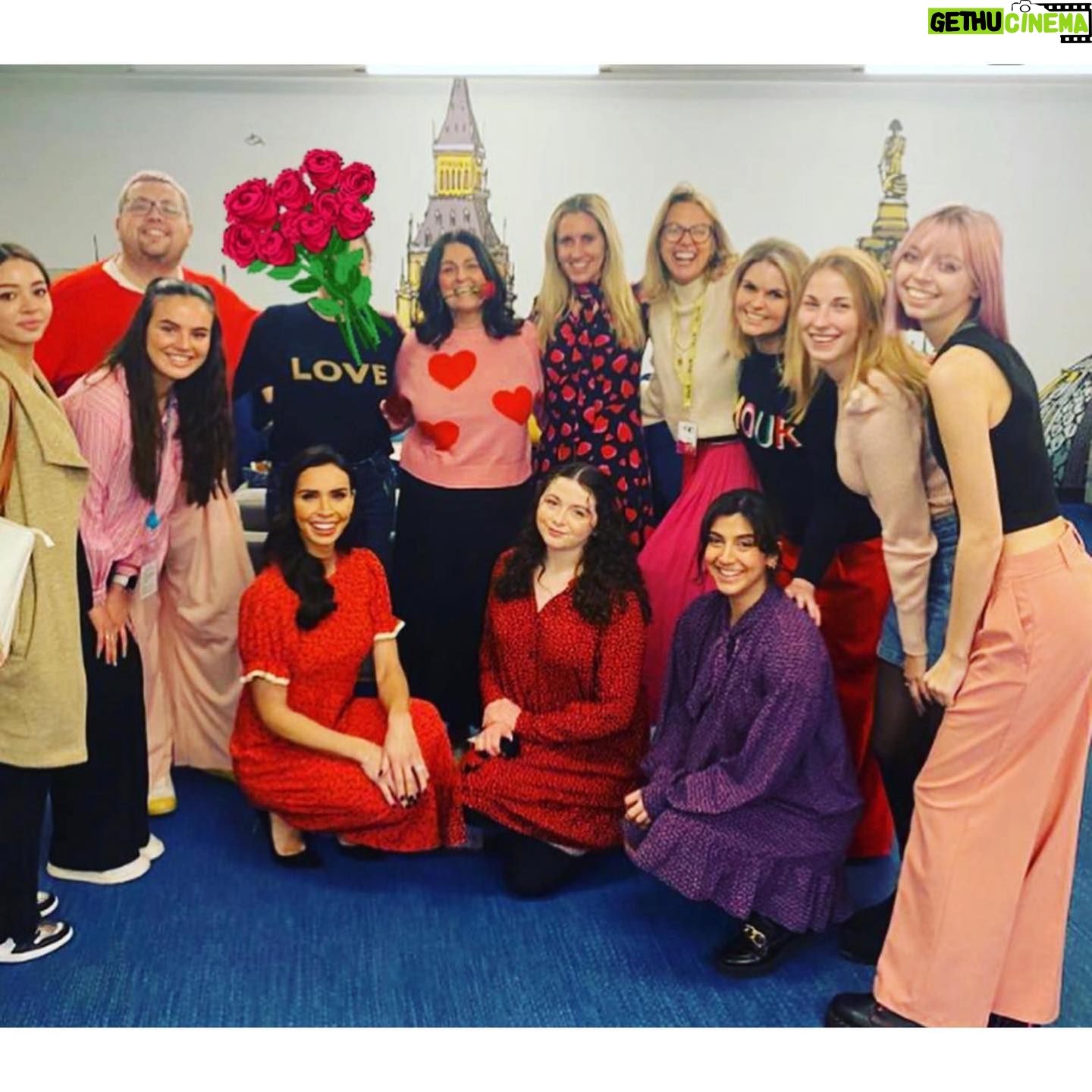 Christine Lampard Instagram - The @lorraine green room was strictly a Valentines red/pink zone this morning thanks to @michellewinser ♥️💖 dress from @rixo