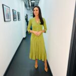 Christine Lampard Instagram - @lorraine looks! Dress from @sandroparis 💚