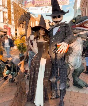 Christine McConnell Instagram - Had an amazing time in #salem for Halloween this year with my Mom, Brother and Captive 🍁🎃🍁

The making of this broom is featured in a brand new episode on YouTube and the costume making episode is up on Patreon 🥳

Thank you so much to Kirstie from @Blackcraftcult for the eerie midnight tour of your incredible shop on Essex St ✨☠️✨

#halloween #salemjack