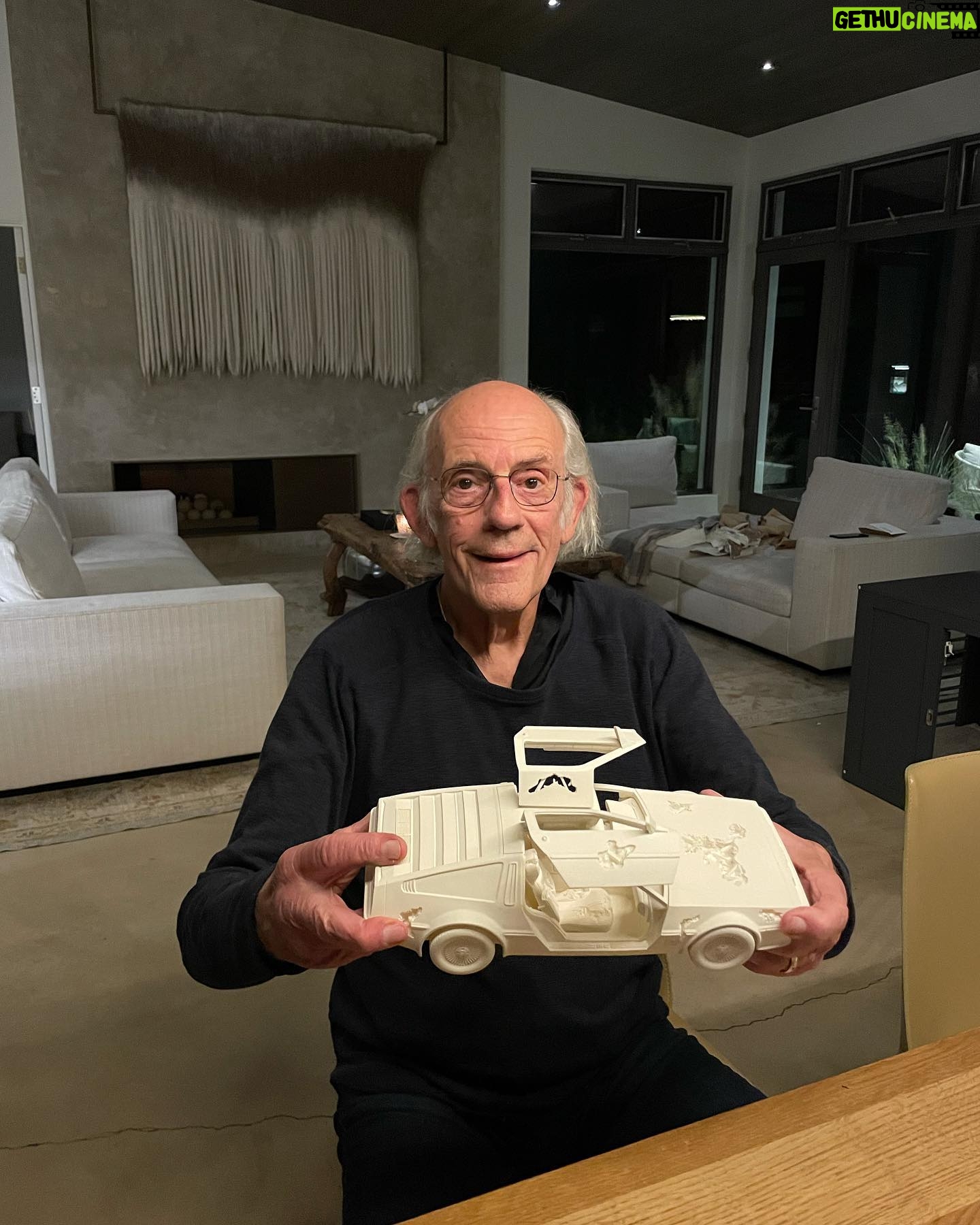 Christopher Lloyd - 117.8K Likes - Thank you everyone for the birthday wishes! It was a beautiful evening surrounded by family. I received this wonderful āEroded DeLoreanā crafted by @danielarsham . I love this piece and I love all my amazing fans! š