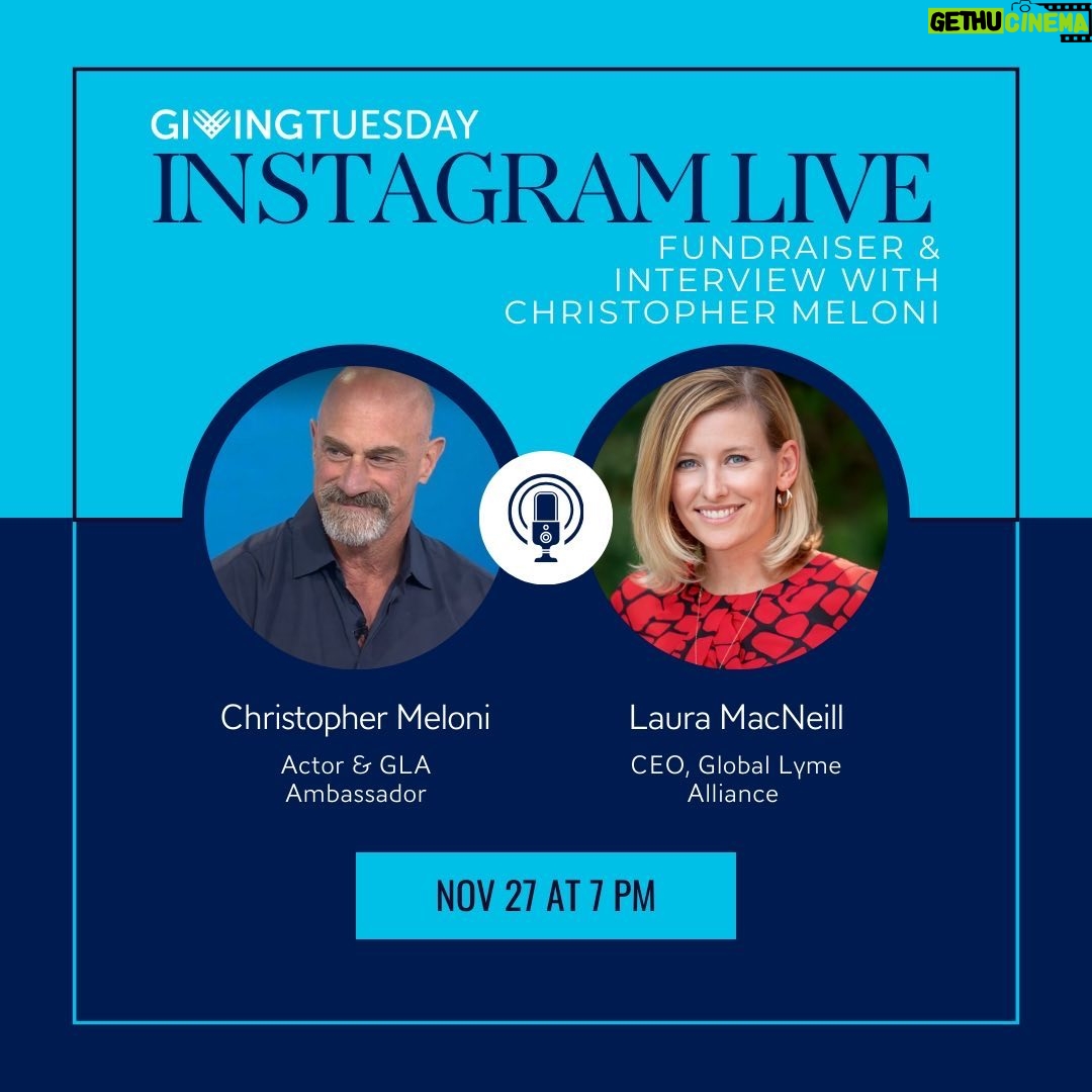 Christopher Meloni Instagram - Live chit chat to raise $ and awareness in #GivingTuesday this MONDAY for @Globallymealliance with the awesome @lrmac444 Watch Join Engage