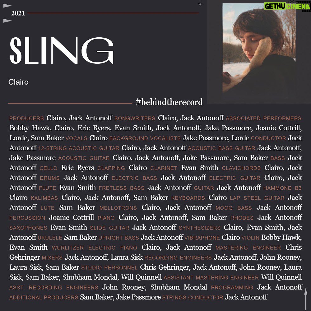 Clairo Instagram - behind the record, thank you to everyone who helped make Sling happen 🎻🦌 Yay!