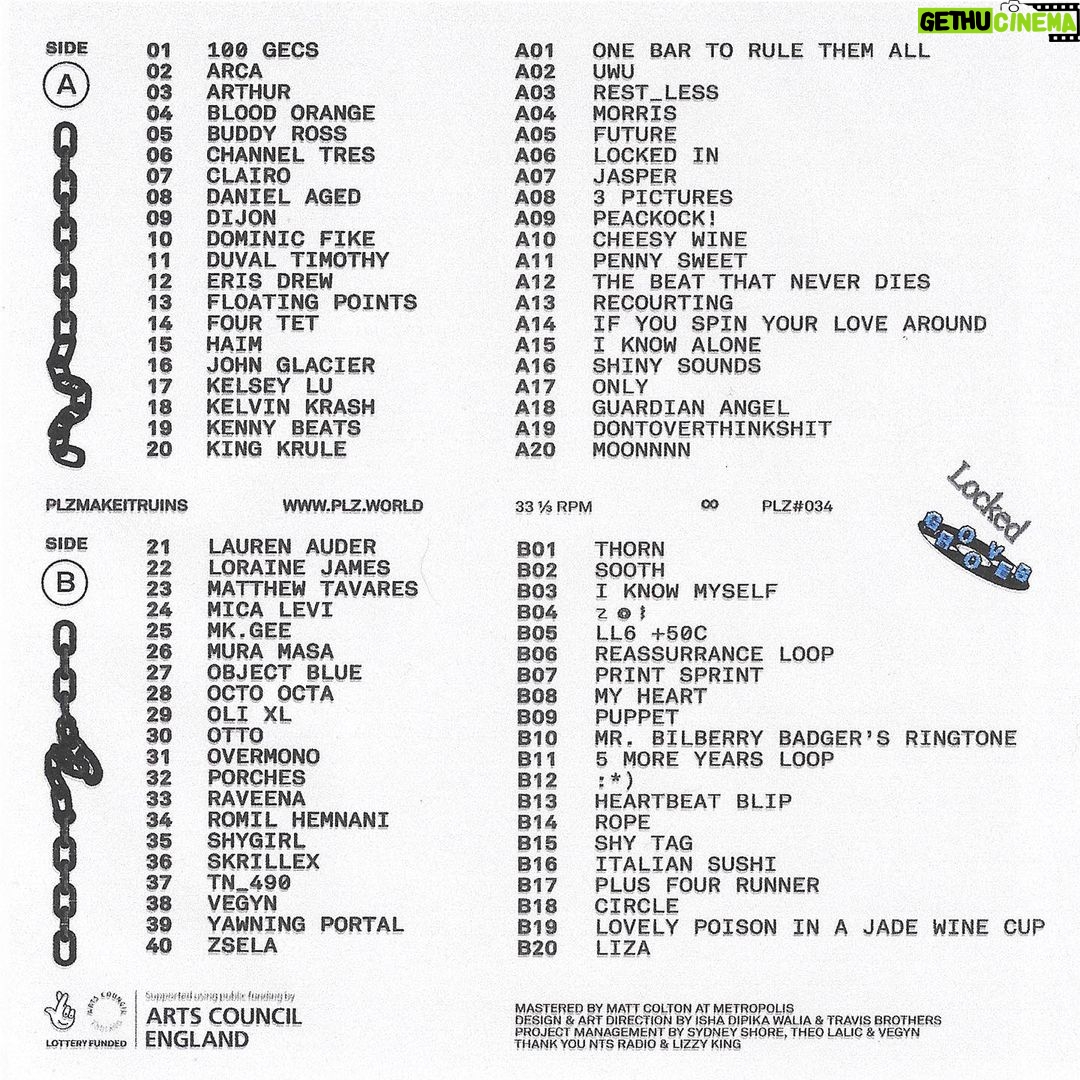 Clairo Instagram - very excited to be a part of this ππ @vegynvegyn ππΏ @PLZMakeItRuins presents the PLZ Locked Groove compilation! β¨ π A collection of 40 vinyl-only loops featuring figures from across the contemporary music spectrum πΆ βοΈπ All proceeds from vinyl and merch are donated to the @aclu_nationwide and @libertyhq, two charities dedicated to challenging injustice across both sides of the Atlantic πΈπ ππ Featuring: @100gecs, @arca1000000, @arthur.beneficial, @devhynes, @buddyross, @channeltres, @clairo, @daniel.aged, @dijondijon_, @dominicfike, @carryingcolour, @erisdrew, @floatingpoints, @fourtetkieran, @haimtheband, @johnglacier, @iamkelseylu, @kelvinkrash, @kennybeats, @edgar_the_breathtaker, @laurenauder, @setfiretoloraine, @matthewtavares, Mica Levi, @mk.gee_, @the_mura_masa, @object.blue, @octoocta, @oli.xl, @wnoadiarwb, @overmono_uk, @porches_hiii, @raveena_aurora, @romilhemnani, @0800shygirl, @skrillex, @tn_490, @vegynvegyn, @yawningportal, @zsela_ ππ¨βπ©βπ§βπ¦π« π¨ Art direction by: @d.pika and @trvsbrthrs β πΌπ Mastered by @puttingitonwax at @metropolismastering π‘ πΈ Preorder today via www.plz.world - Available in stores on the 4th of Dec πΈ