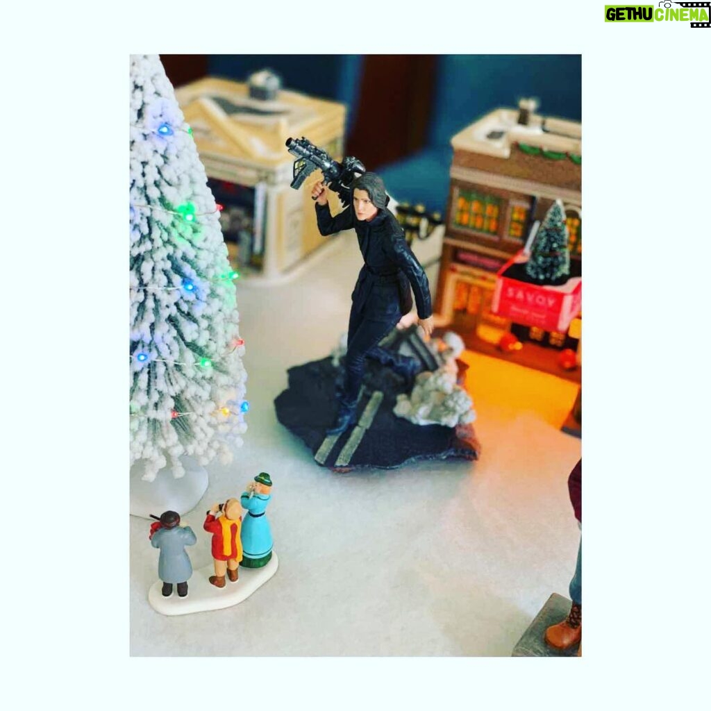 Cobie Smulders Instagram - Maria Hill keeping watch over the Christmas village. Thank you @sideshow for making me feel incredibly cool and for gifting me a bunch to put around my house for Holiday decorations.