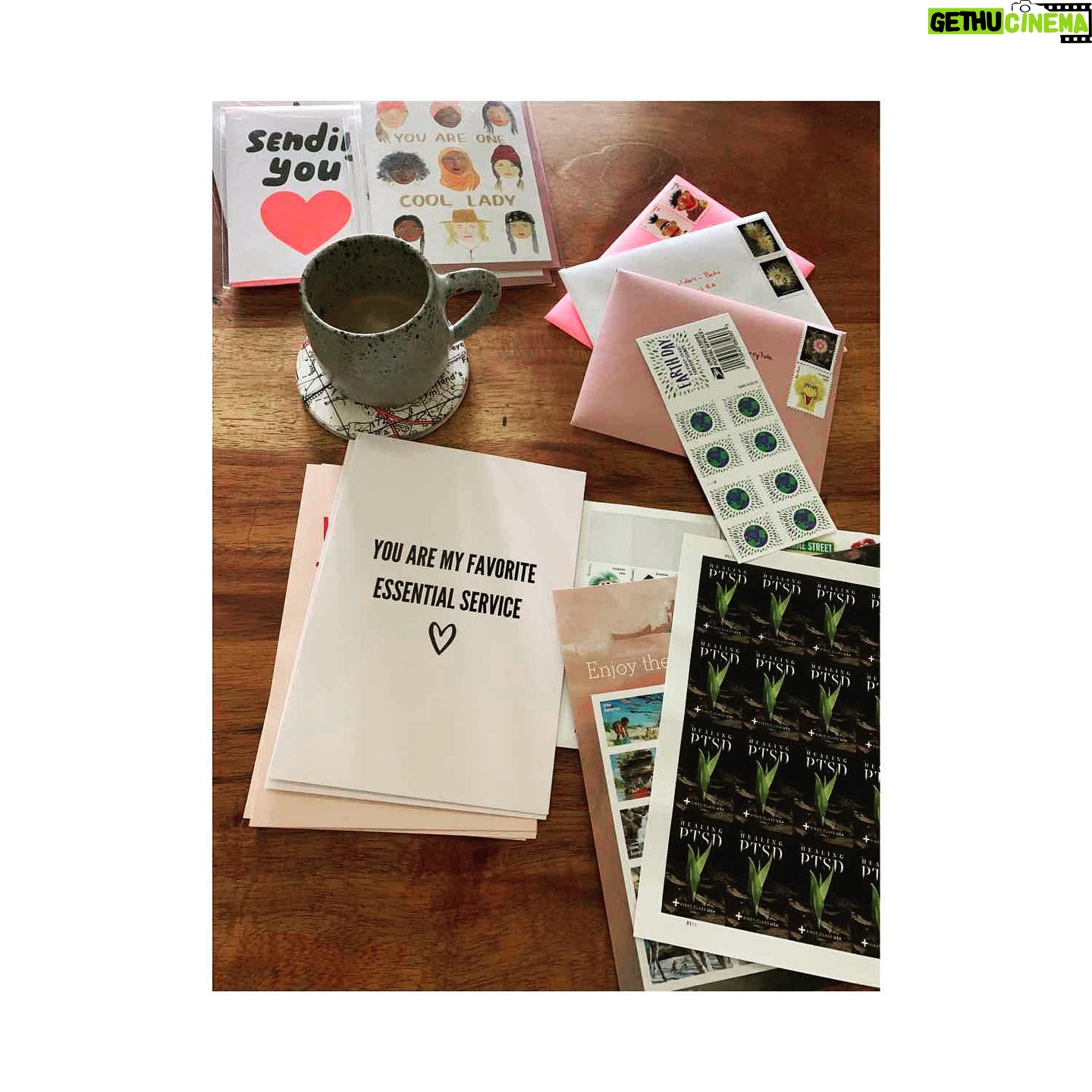 Cobie Smulders Instagram - I’ve been reminded that you never really know what is really going on in another persons life. Its especially hard now to tell from a distance. Take a moment and reach out to check in see how you can help. I just got my pile of stamps in support of @USPS and am going to send out some love via post. Yep, writing with a pen and everything. 💜