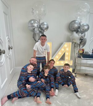 Coleen Rooney Instagram - Happy 14th Birthday to our @kairooney.10. Love you loads. Loved our family night in our #TogetherforAlderHey pyjamas. There’s still time to get yours at @shopmatalan and help and an amazing cause @alderhey 💙