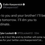Colin Kaepernick Instagram - We locked in for tomorrow! @tdlockett12 Let’s get it! Going live on ig tomorrow.