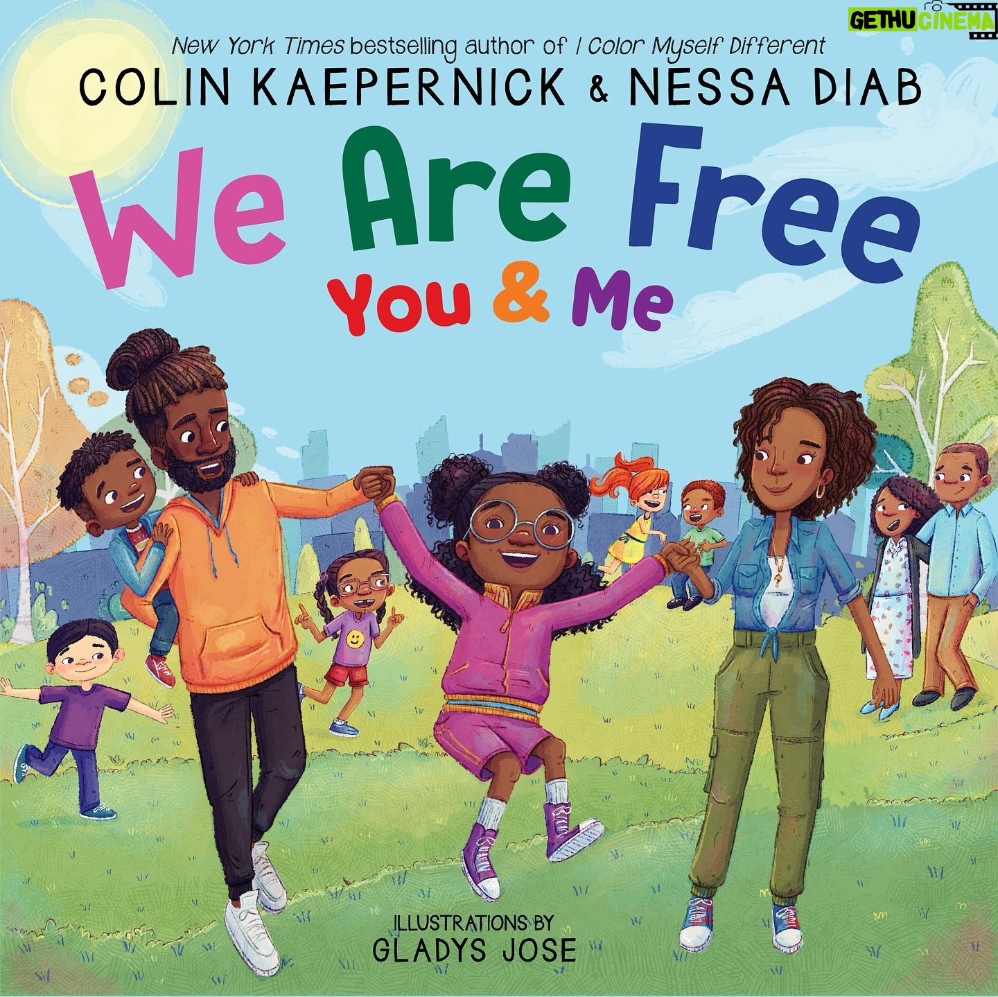 Colin Kaepernick Instagram - Cover reveal!! Colin Kaepernick (@kaepernick7), renowned activist, athlete and New York Times best-selling author, and Nessa Diab (@nessnitty), activist and nationally syndicated radio host, present WE ARE FREE, YOU & ME, a poetic anthem to your brilliance, your beauty, your very existence. Every child has the right to be free. . . the right to reach. . . the right to dream. . . This lyrical affirmation of what freedom truly means celebrates the principles of Colin and Nessa’s Know Your Rights Camp (@yourrightscamp) — an international movement that has inspired thousands of young people to rejoice in their inherent goodness. WE ARE FREE, YOU & ME invites even the youngest readers to embrace the Know Your Rights Camp ideals, and to believe they are loved and worthy, just because. “As parents, this project has been especially meaningful to us. The messages contained in We Are Free, You & Me represent what we aspire to affirm in our own child. The book celebrates a fictional family enjoying a day together in their loving community. We hope this book inspires young people to live in the light of their own strength, truth, and self-worth as they embark on their journey through life. Artist Gladys Jose (@gladystheartist) has beautifully rendered the vibrancy that shines in the universal joy and promise that’s illuminated in the experiences of community.” -Colin Kaepernick and Nessa Diab Kaepernick and Diab are donating 100% of their proceeds from the book to Know Your Rights Camp. Releases October 1, 2024 from @scholastic. Ages 3-8. Preorder now: https://www.scholastic.com/site/we-are-free-you-and-me.html @kaepernickpublishing @tvsmediagroup