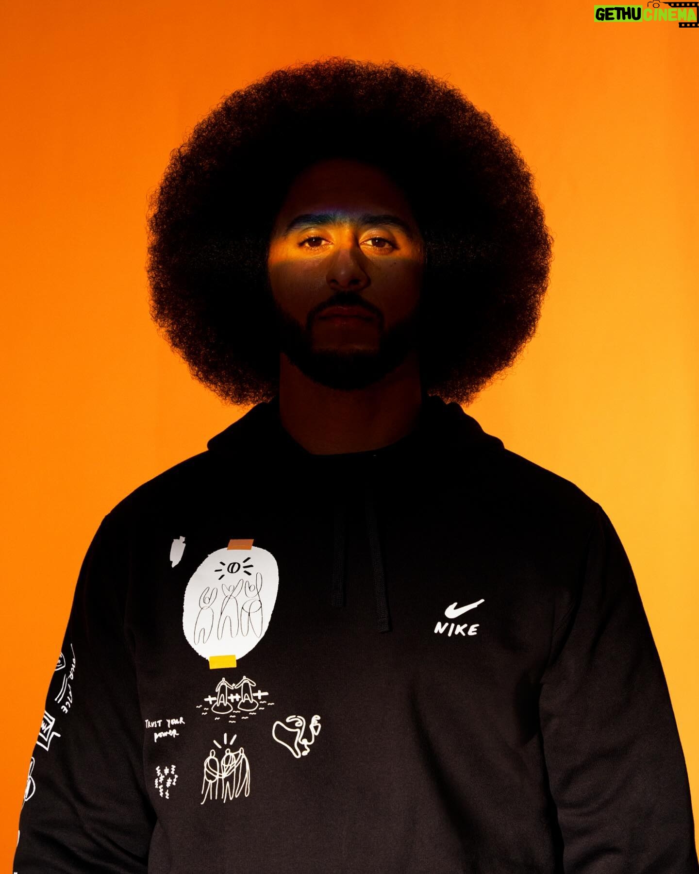 Colin Kaepernick Instagram - “I wake up in the morning, and I have a deep conviction and belief in us— and what we can do, and that’s what motivates me to get up and do my part in bringing this to life.” - @kaepernick7 Colin Kaepernick’s belief in our collective strength fuels his dedication to helping to create a fairer future. In his new capsule collection designed by the artist @joyyamusangie, each unique symbol is designed to tell his story of impact, to share his sources of strength, and to inspire you as well. Click the link in our bio to learn more.