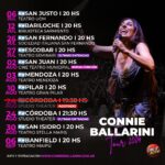 Connie Ballarini Instagram – 📣Un montón de fechitas con mi Unipersonal de Stand Up !
A cual venís ?
✔️ABRIL
Ciclo de los miércoles en el Maipo – Ultimas entradas
🇵🇪 Sábado 13/4 – LIMA – PERÚ – Agotada 1era función. 2da función: últimas entradas
Sábado 20/4- Mar Del Plata – Agotado
Sábado 27/4 – Rosario Agotado
Sábado 27/4- Rosario – agotado
Domingo 28/4- Paraná – agotado
✔️MAYO
Sábado 4/5 -Ituzaingo
Miércoles 8/5- CABA
Miércoles 15/5- CABA
Viernes 17/5 – Lomas
Sábado 18/5- Tigre Agotado- 2da funcion a la venta
🇲🇽 Mexico 24/5 – 1era función Agotada, 2da función últimas entradas
✔️JUNIO
Sábado 1/6 – Ramos Mejía
🇨🇴 sábado 8/6- Bogotá -COLOMBIA
Viernes 21/6- Resistencia
Sábado 22/6- Corrientes
Sábado 29/6- Santa Fe
✔️JULIO
Viernes 5/7- Quilmes
Sábado 6/7- San Justo
Viernes 12/7- Bariloche – últimas entradas
Viernes 26/7- San Fernando
Sábado 27/7- Escobar – últimas entradas
✔️AGOSTO
Viernes 2/8- San Juan
Sábado 3/8- Mendoza
Sábado 10/8- Pilar
Viernes 24/8- Cordoba
Viernes 30/8- San Isidro
✔️ SEPTIEMBRE
Viernes 6/9- Banfield
Sábado 7/9- Morón
Sábado 14/9- Rosario
Viernes 20/9- Pacheco
Sábado 21/9- San Martín
✔️OCTUBRE
🇪🇸10/10- MADRID – AGOTADO
10/10- MADRID- últimas entradas
11/10- BARCELONA- AGOTADO
11/10- BARCELONA- AGOTADO
12/10- BARCELONA- AGOTADO
12/10- BARCELONA – a la venta
15/10- VALENCIA- AGOTADO
✔️NOVIEMBRE
Sábado 16/11- Montevideo
🎫Fechas de mis funciones y saca tus entradas en mi página www.connieballarini.com.ar
Producción @standupargentina