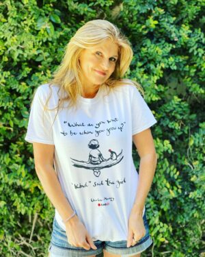 Connie Britton Instagram - “What do you want to be when you grow up? Kind said the girl.”
RED NOSE DAY IS THURSDAY! And this beautiful shirt designed by @charliemackesy pretty much sums it up. A little kindness can make all the difference in a child’s life. You can get one of these beauties and help elevate children out of poverty at www.rednosedayshop.org. 
#RedNoseDay is one of my favorites and I’ve been so moved to see how creative folks have been this year when red noses are a no-no because of the pandemic. A special shout-out to the kids at Grant Elementary in Santa Monica and their awesome teacher Tracy Kooy for making hundreds of masks with red noses to raise money for kids around the world! That’s the spirit!! #RND21