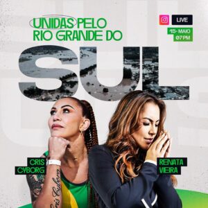 Cristiane Justino Instagram - Guys, my friend and sister Cris and I want to invite you and your family to join us this Wednesday, May 15th at 7:00 pm live on our Instagram to pray and bring a word to our brothers in the state of Rio Grande do Sul in Brazil! They been going through the worst tragedy they have ever experienced! This Live is burning in our hearts! We have a lot to share with you about everything and we know that the God of all the earth wants to speak intensely to hearts...He is urgent, so so are we♥️😭 Can we wait for you on theLive? Type AMEN if you will watch🤝 

Pessoal eu e a minha amiga irmã Cris queremos convidar Você e a sua casa para se juntar a nós nessa quarta-feira dia 15 de maio às 7h00 da noite ao vivo do nosso Instagram para orar e levar uma palavra aos nossos irmãos do Rio Grande do Sul que vem passando pela pior tragédia que já viveram! Essa Live está queimando em  nossos corações !Temos muito a compartilhar com vocês sobre tudo e sabemos que o Deus de toda terra quer falar intensamente aos corações...Ele tem urgência, portanto nós também♥️😭 Podemos te esperar na Live ao vivo? Digite AMÉM se você irá assistir🤝