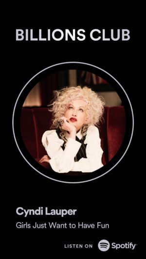 Cyndi Lauper Instagram - As Groucho Marx said…just kidding. Wow! Thank you all for helping to get me to this milestone! 

#Spotify #GirlsJustWantToHaveFun #1BillionClub #OneBillionClub 🎉🎉🎉