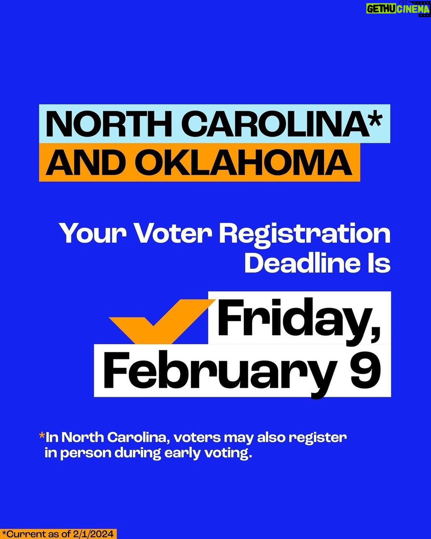 Cyndi Lauper Instagram - ๐ฃ๏ธ ITโS OFFICIALLY FEBRUARY! Letโs get it ๐ Here are ALL the voter registration deadlines coming up this month: ๐น Monday, 2/5: Arkansas, Tennessee, and Texas ๐น Friday, 2/9: North Carolina and Oklahoma ๐น Monday, 2/12: Georgia, Mississippi, and Virginia ๐น Monday, 2/19: Alabama ๐น Tuesday, 2/20: Arizona, Florida, Kansas, and Ohio ๐น Wednesday, 2/21: Missouri (D) ๐น Friday, 2/23: Utah ๐น Saturday, 2/24: Massachusetts ๐น Monday, 2/26: Colorado See your state listed? ๐ Make sure youโre registered and ready in time for this yearโs elections at the ๐ in @whenweallvote bio