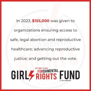 Cyndi Lauper Instagram - Today is the 51st anniversary of Roe v Wade and we couldn’t think of a more fitting time to announce the inaugural round of grants from the Girls Just Want to Have Fundamental Rights Fund at the Tides Foundation (@tidescommunity).

In 2023, $155,000 was given to an incredible array of organizations who are:

·  Ensuring access to safe, legal abortions and reproductive healthcare.

·  Advocating for reproductive justice 

·  Getting out the vote.

To learn about the grantees and their transformative work visit the link in the bio.