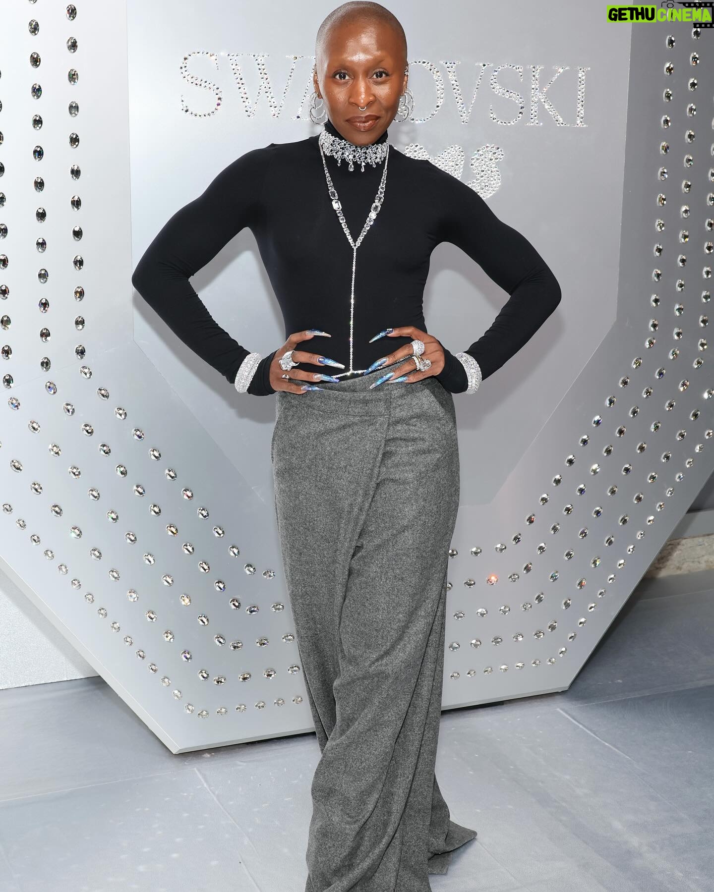 Cynthia Erivo Instagram - Sometimes sparkling like the top of the Chrysler building is all that will do. We had a beautiful time last night at #SWAROVSKIxSKIMS launch ๐๐๐ ๐ ๐ ๐ @swarovski @skims #SWAROVSKIxSKIMSย #Swarovski