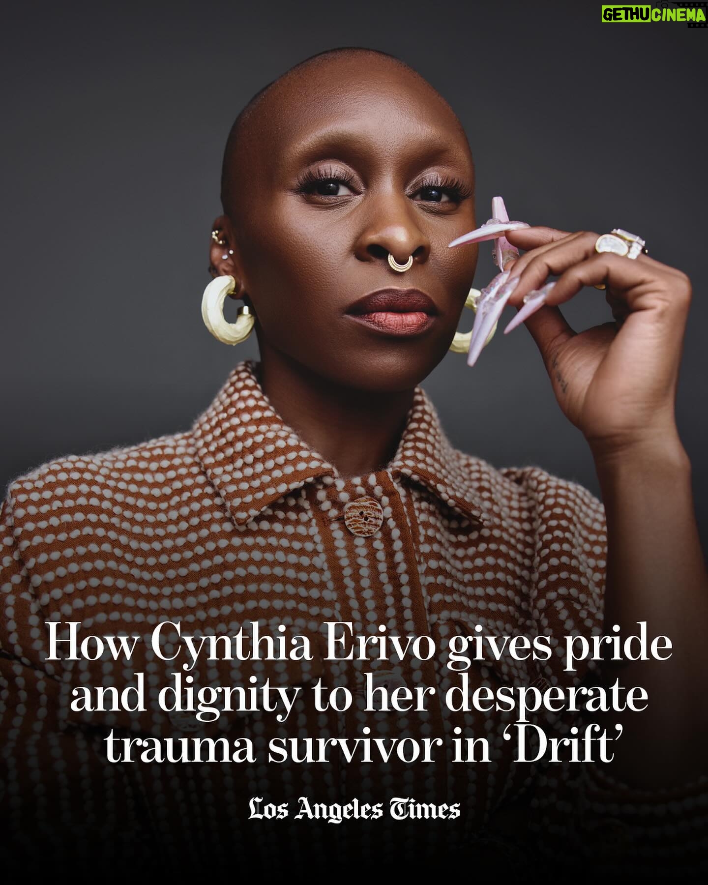 Cynthia Erivo Instagram - From when she first read a script for “Drift” in 2015, Cynthia Erivo committed herself to ensuring that this small-scale drama about self-exile, scars and healing get made. In other words, although the title speaks to the state of mind of her character, Jacqueline, a trauma-stricken refugee from war-torn Liberia on the margins of touristy Greece, it also reflects what the British-born Erivo wasn’t going to let happen to the project. As her star rose, with Broadway fame (“The Color Purple”) leading to big movies (“Harriet”), she sought to involve herself beyond a lead part. By the time cameras rolled in 2022, Erivo was producing “Drift” through her new company, starring in it, and co-writing/singing its theme song (“It Would Be”). “It wasn’t made for very much money,” Erivo said earlier this fall over Zoom from New York, “but it was very much made of love and passion. I wasn’t letting it fall away.” Read The Times’ full interview with @cynthiaerivo at the link in @latimes_entertainment’s bio. 📸 @blaircaldwell / For The Times