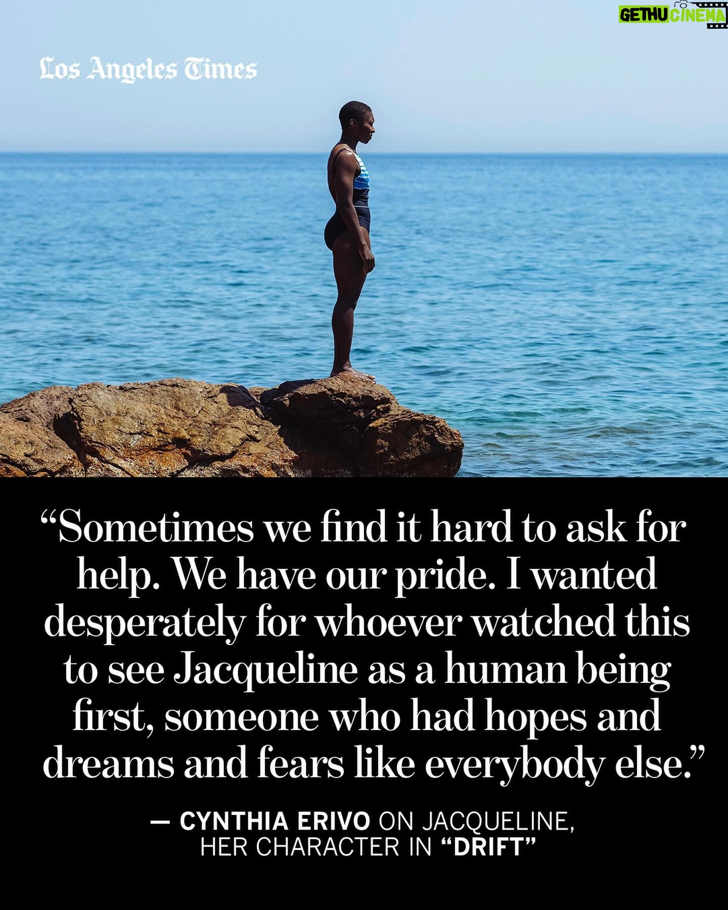 Cynthia Erivo Instagram - From when she first read a script for “Drift” in 2015, Cynthia Erivo committed herself to ensuring that this small-scale drama about self-exile, scars and healing get made. In other words, although the title speaks to the state of mind of her character, Jacqueline, a trauma-stricken refugee from war-torn Liberia on the margins of touristy Greece, it also reflects what the British-born Erivo wasn’t going to let happen to the project. As her star rose, with Broadway fame (“The Color Purple”) leading to big movies (“Harriet”), she sought to involve herself beyond a lead part. By the time cameras rolled in 2022, Erivo was producing “Drift” through her new company, starring in it, and co-writing/singing its theme song (“It Would Be”). “It wasn’t made for very much money,” Erivo said earlier this fall over Zoom from New York, “but it was very much made of love and passion. I wasn’t letting it fall away.” Read The Times’ full interview with @cynthiaerivo at the link in @latimes_entertainment’s bio. 📸 @blaircaldwell / For The Times