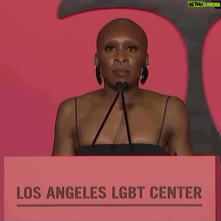 Cynthia Erivo Instagram - This beautiful moment with the @lalgbtcenter is one I’ll never forget. I am so overwhelmed by the reaction to my speech and I am so glad to have had the opportunity to share more of me with you. Just in case it was not clear, you have a right to exist and you deserve to be loved, first by yourself before anyone else!! And should you ever forget that and you need reminding, come back here to this post. I’ve got you. All my love Cynthia #centergala Photos: Getty images & @hunterabrams