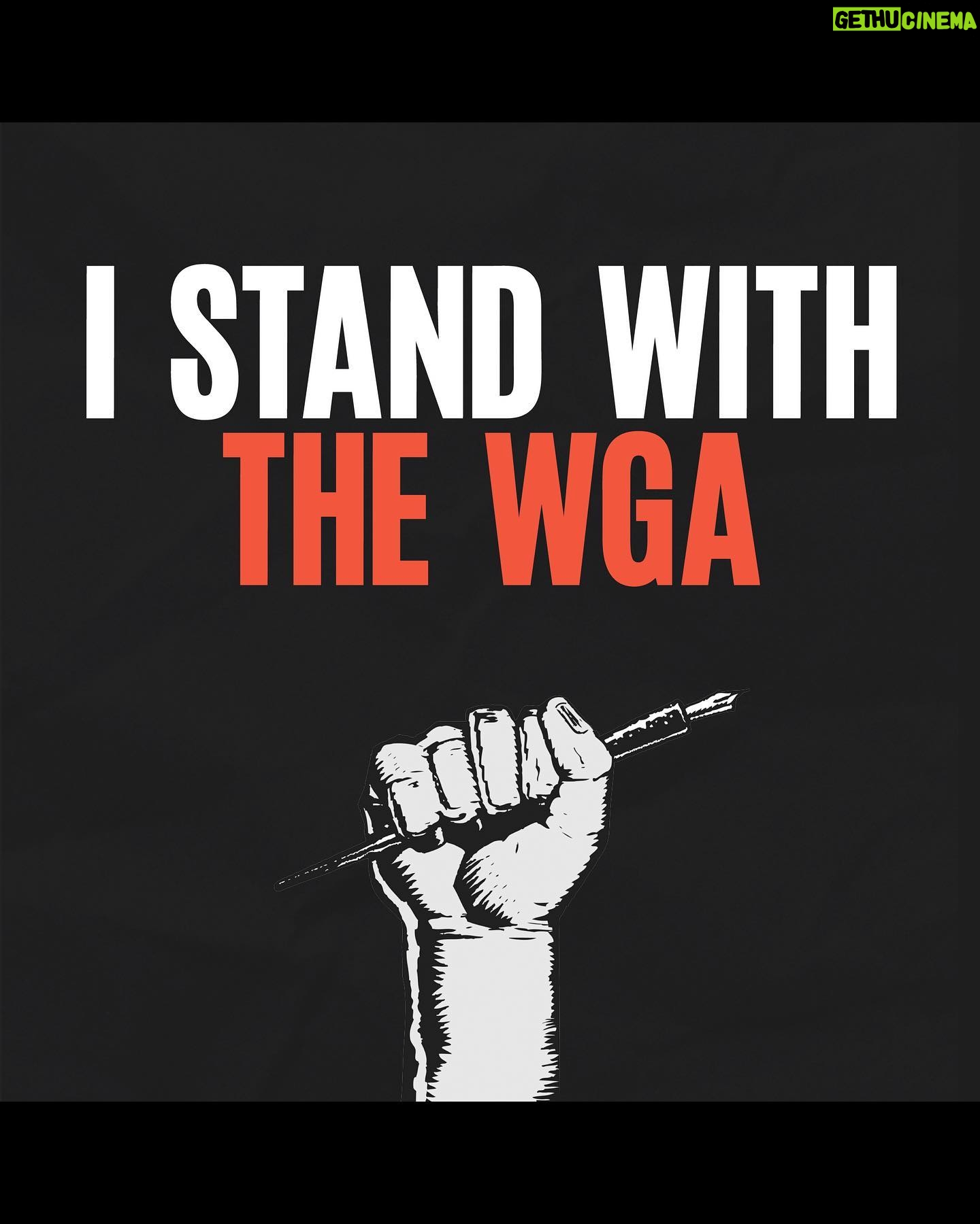 Cynthia Nixon Instagram - I stand with the WGA and visited the NYC picket line today organized by @wgaeast. Without writers there would be no tv or film—they deserve a fair contract now! The picket line is going in front of 888 Broadway until 5:30pm ET! I’ll be sharing the WGA’s upcoming NYC pickets on my Stories too.