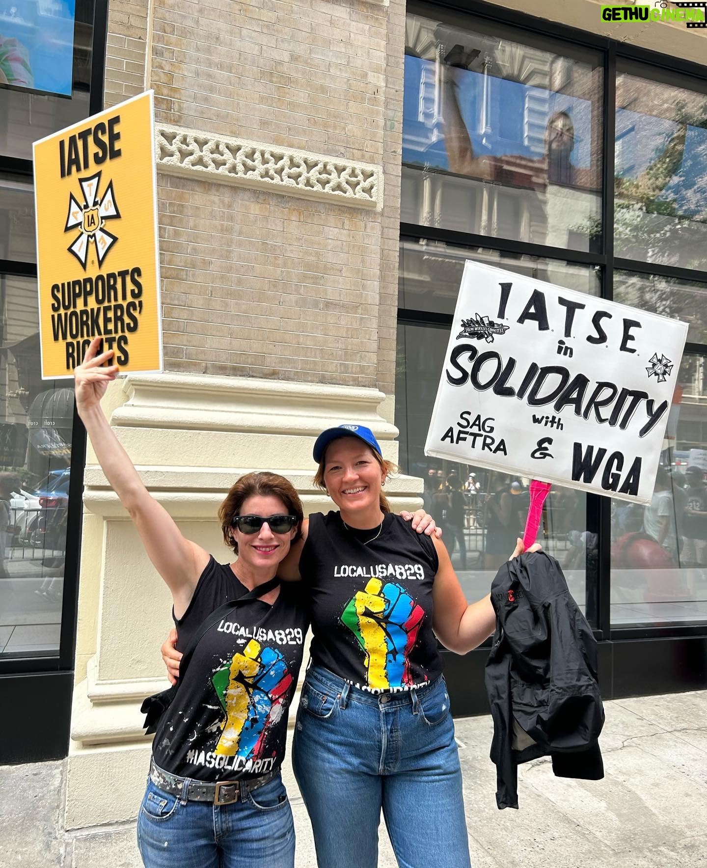 Cynthia Nixon Instagram - An honor to be in solidarity with this hard-working, brilliant, and united group of my fellow actors and writers. 💪💪 #SAGAFTRAStrong #WGAStrong