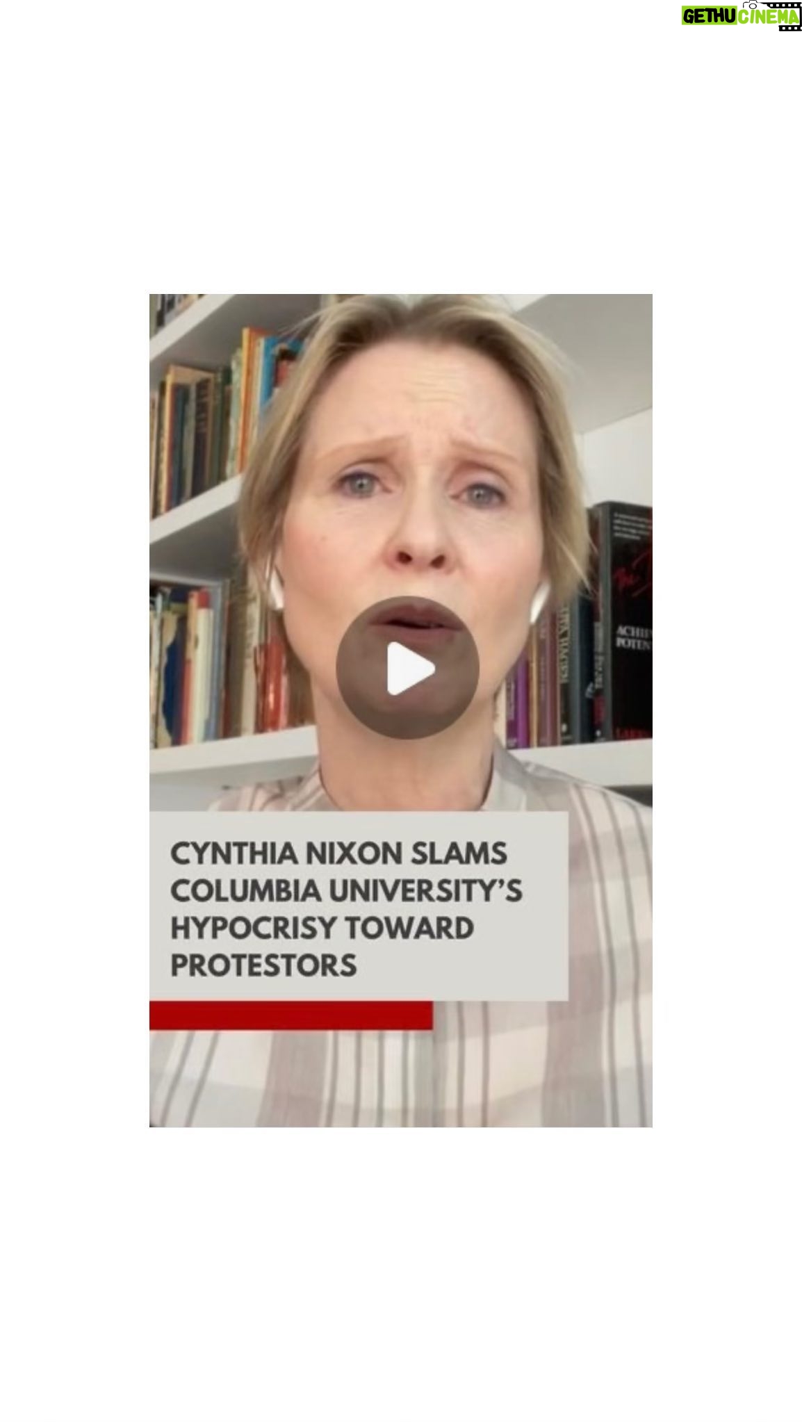 Cynthia Nixon Instagram - Joined my friend @mehdirhasan to discuss the crackdown on peaceful student protests at my alma mater @BarnardCollege. My first contribution of many to @zeteonews … stay tuned and subscribe today: zeteo.com/subscribe **The NYPD police force called in by Columbia University President Shafik is the NYPD Strategic Response Group