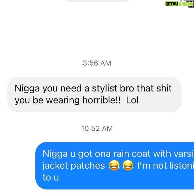 D.C. Young Fly Instagram - Life gon always have people who think they are experts givin mediocre advise !!!! Jus stay Tru to yoself cause this nigga got on a express rain coat with varsity jacket patches …. U open his jacket and see all the threads and heat press 😂😂😂😂😂😂 plus he still got the waist string still hangin so that mean he turn it into a bath robe too mr nasty man 😂😂😂😂😂
