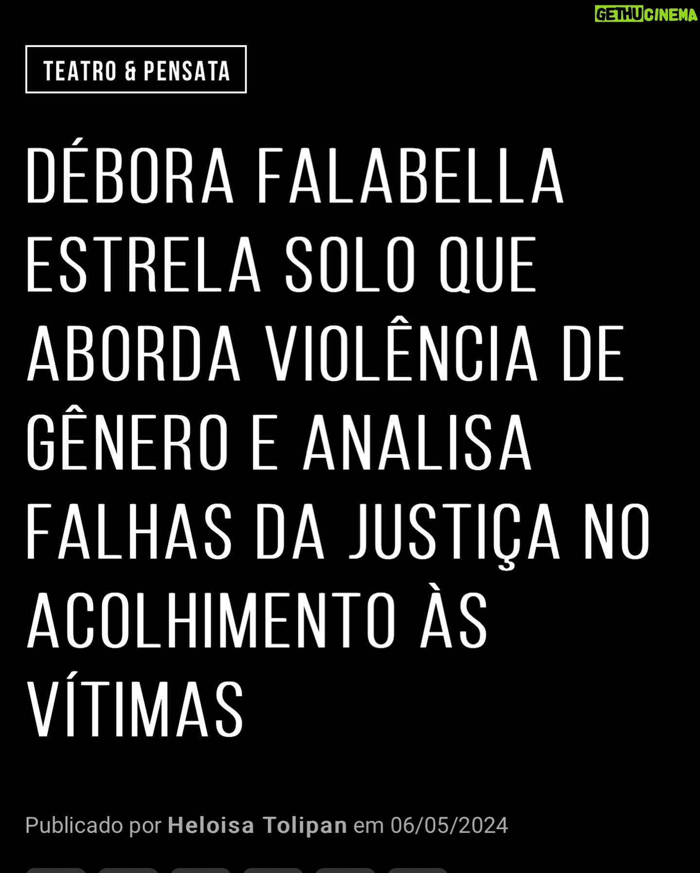 Débora Falabella Instagram - Entrevista sobre Prima Facie no site da @heloisatolipan ✨link nos stories