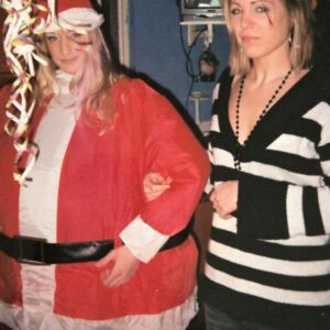Daisy May Cooper Instagram - A throw back pic of me trying to be a laff before going out clubbing christmas eve. I say clubbing.... what i mean is sat in the back of a done up clio dressed head to toe in jane Norman listening to fat man scoop driving endlessly around town all in the hope 'boy racer Darren' would text me when he dropped me off to say ' u looked fit 2nite' @fionabrassey @brasseylily