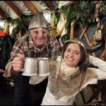 Danica McKellar Instagram - Can't believe my Valentine and I are celebrating 10 years of marriage this year!! 💕💕 Swipe for us in Viking hats! 😅 This is from last weekend in Park City at a very fun date night in a Viking-themed restaurant at the top of the mountain that you arrive at via a snowcat-led sleigh. And they served sorbet in rocks that the owners brought over from Norway, ha! . . I love you and all our adventures together, my Valentine! Thank you for being mine! P.S. Despite appearances, neither of us chose to drink that night - those steins held a non-alcoholic grog. 😋