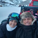 Danica McKellar Instagram - Can't believe my Valentine and I are celebrating 10 years of marriage this year!! 💕💕 Swipe for us in Viking hats! 😅 This is from last weekend in Park City at a very fun date night in a Viking-themed restaurant at the top of the mountain that you arrive at via a snowcat-led sleigh. And they served sorbet in rocks that the owners brought over from Norway, ha! . . I love you and all our adventures together, my Valentine! Thank you for being mine! P.S. Despite appearances, neither of us chose to drink that night - those steins held a non-alcoholic grog. 😋