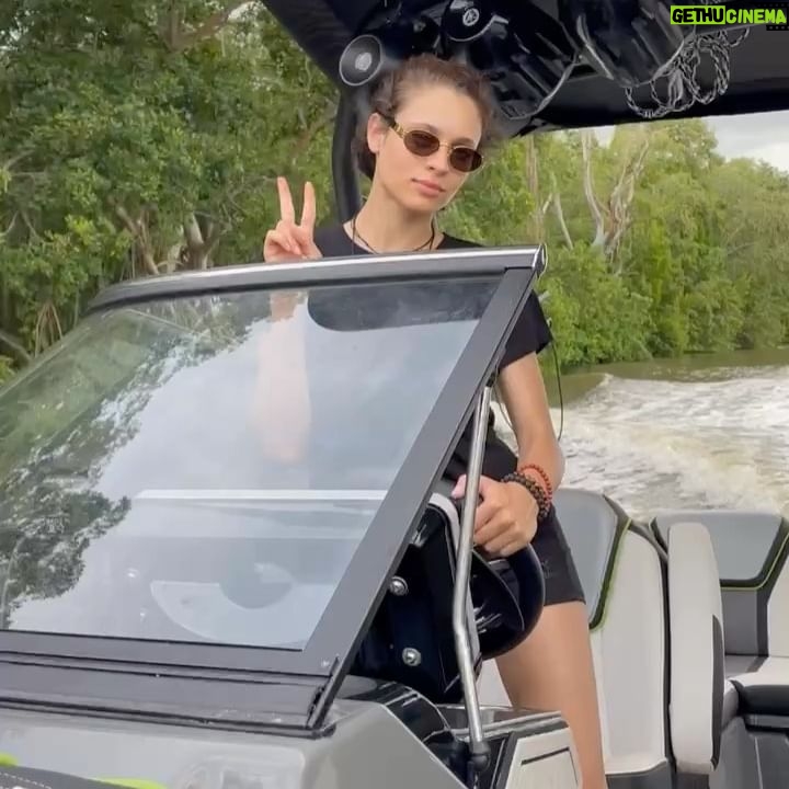 Daniela Melchior Instagram - Call me Captain Mel π€π©π»ββοΈ Learning how to drive a speedboat for @roadhousemovie without being silly and cringe is basically impossible Thank you Bo for your patience π€ͺ #roadhousemovie