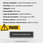 Daniela Romo Instagram – Amigos, aquí estoy de nueva cuenta para informarles que yo no pertenezco a ninguna agencia que se titula “Agencia Artista Tv”. ES FRAUDE lo que ahí estipulan‼️‼️
Mi oficina es, ha sido y será TIDAVI Promociones Artísticas✨ 

GRACIAS siempre 🙏🏻✨ #DanielaRomo #Aviso #Alerta #Fraude #Oficina #TIDAVI #Mexico #Mensaje
